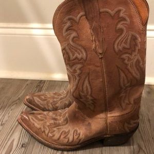Worn cowgirl boots